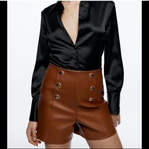 Zara Brown leather Shorts
